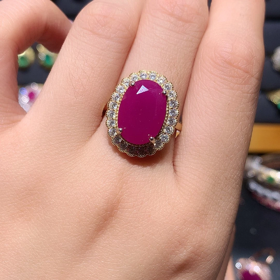 红宝石戒指银S925镶嵌