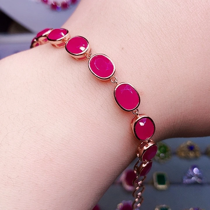 手链银S925镶嵌红宝石