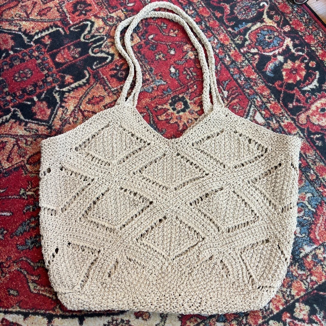 《三十梦》托特包包女式2025新款编织包单肩大包2025超火草编包