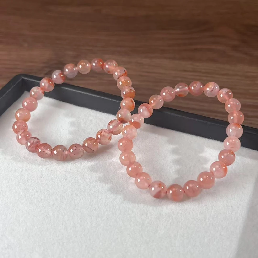 【睿泽鉴宝】南红高冰飘花手串多样性发一 有瑕 8mm GS5305