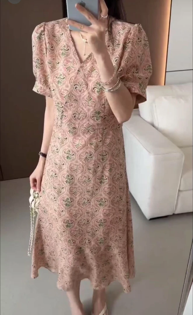 1002款夏季新款显瘦气质碎花连衣裙