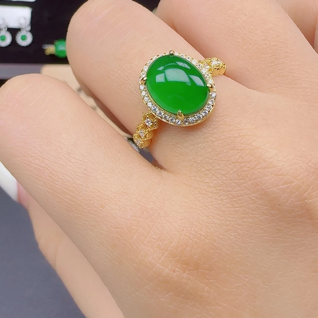 翡翠戒指银S925镶嵌1111112