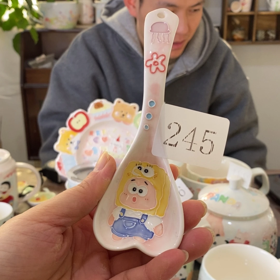 瓷片景德釉下彩手绘