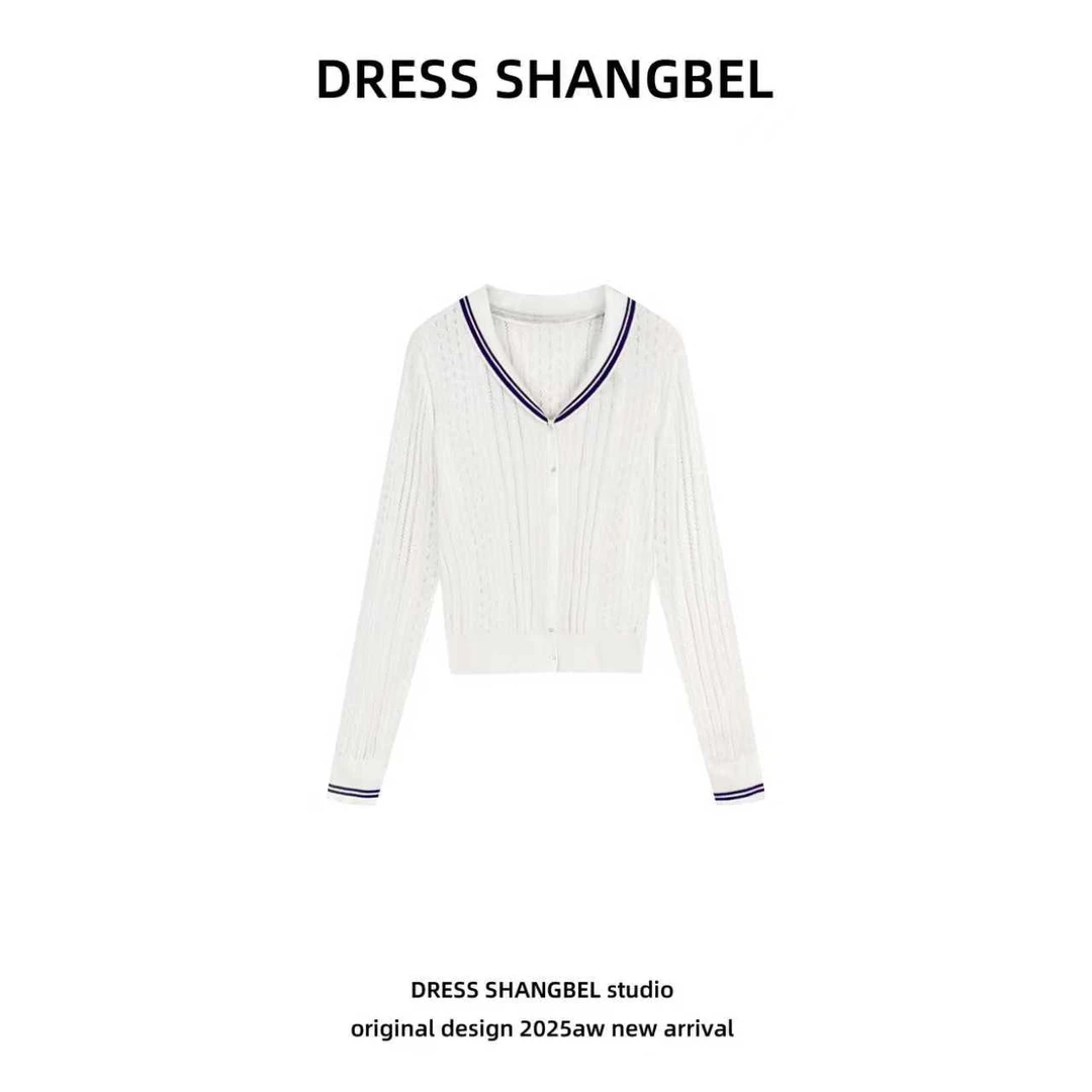 DRESS -秋季新款C11设计师时尚撞色镂空百搭气质毛针织衫5962H