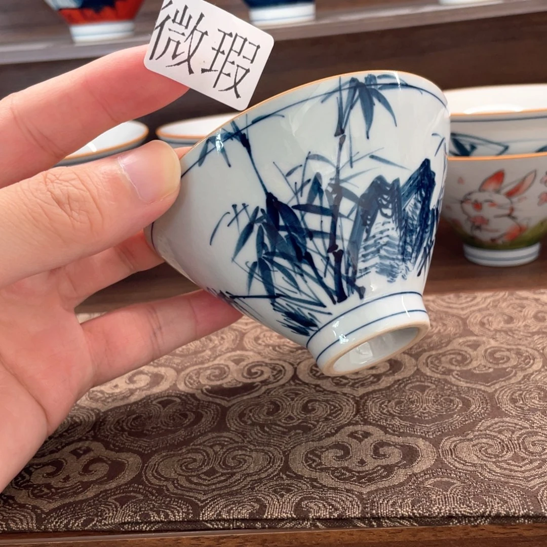 釉下手绘茶具微瑕