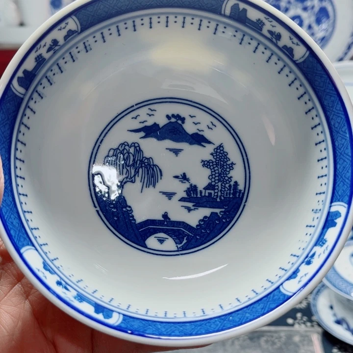 青花玲珑5.5寸饭碗梧桐