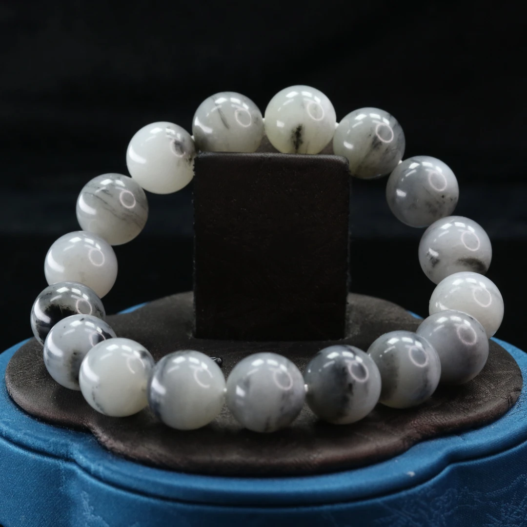 15和田玉青花一线手串/000079上海嘉禾拍卖