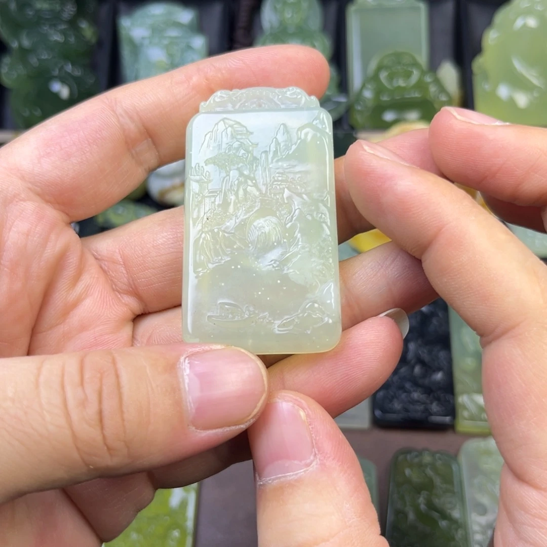 蛇纹石玉未镶嵌吊坠(赠链)