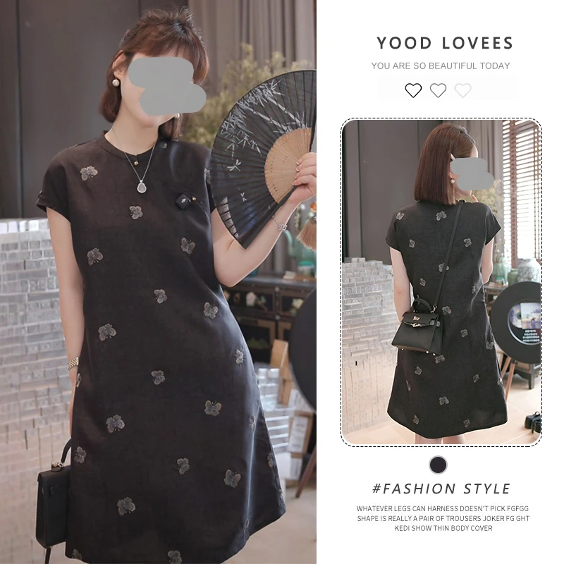 新中式女连衣裙2025夏季时尚复古高级感气质显瘦蝶恋花旗袍短裙子