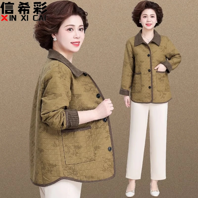 妈妈秋装外套高端气质印花衬衫夹克中老年女士春秋风衣品牌上衣服