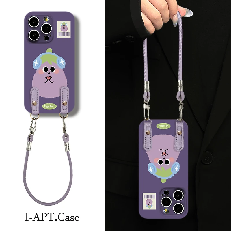 紫底耳机茄子爱心菲林软壳适用iPhone苹果16手机壳华为oppo小米vi