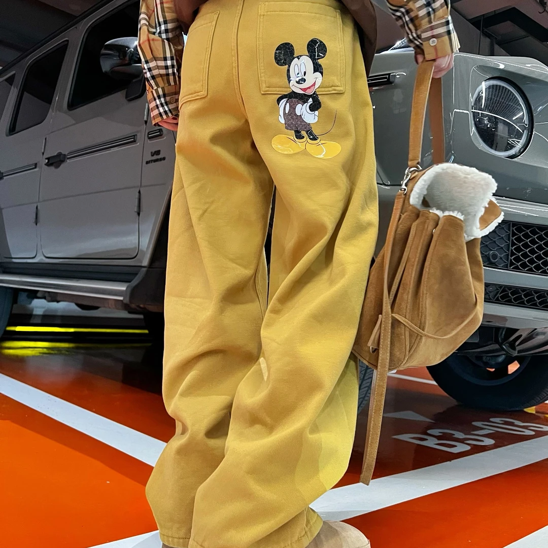 【陶陶推荐】冬季复古图案加绒牛仔裤 S487