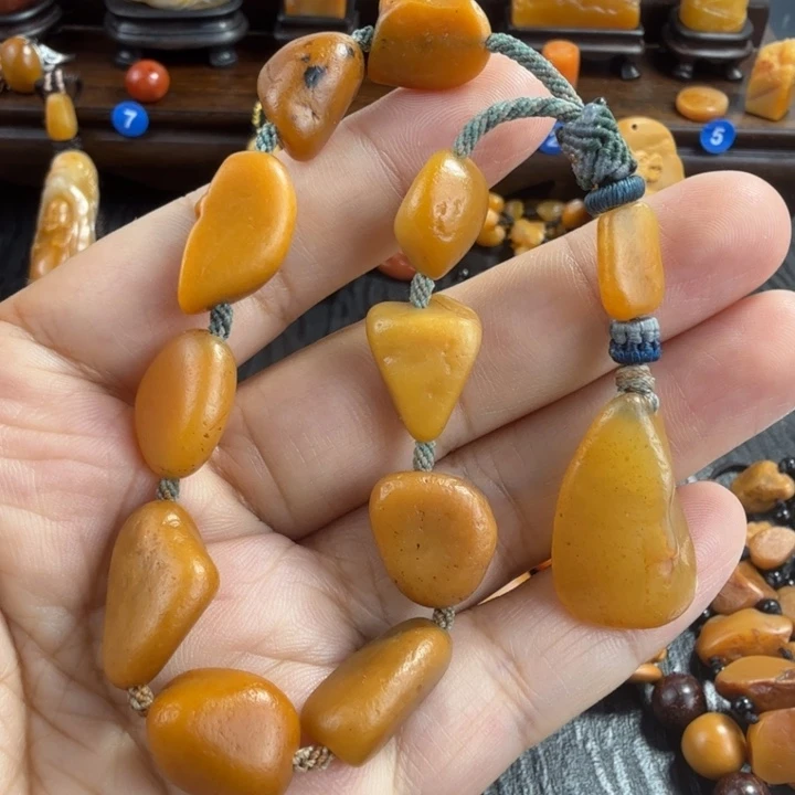 田黄石原石手持手串