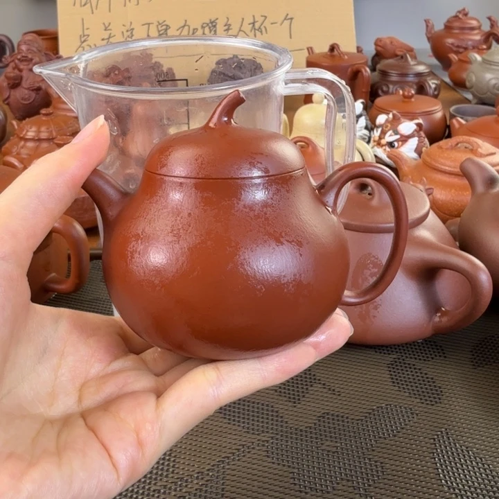 紫砂茶壶朱泥全手茄瓜170毫升