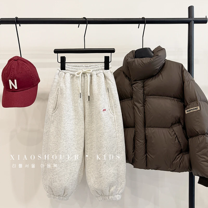 【小首尔】暖冬-男童韩版加绒加厚卫裤宽松保暖休闲裤子HBB3159