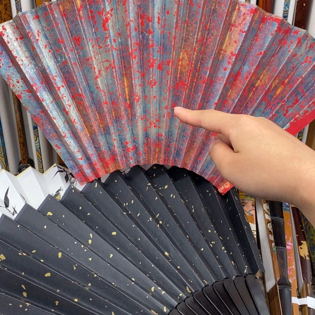 扇子红色烧金扇面95寸16方2.0