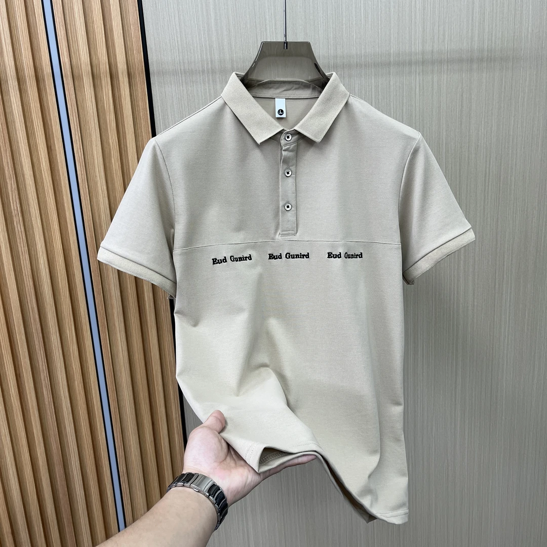 新款高级感POLO衫男士休闲半袖夏季上衣短袖t恤潮牌字母印花体恤