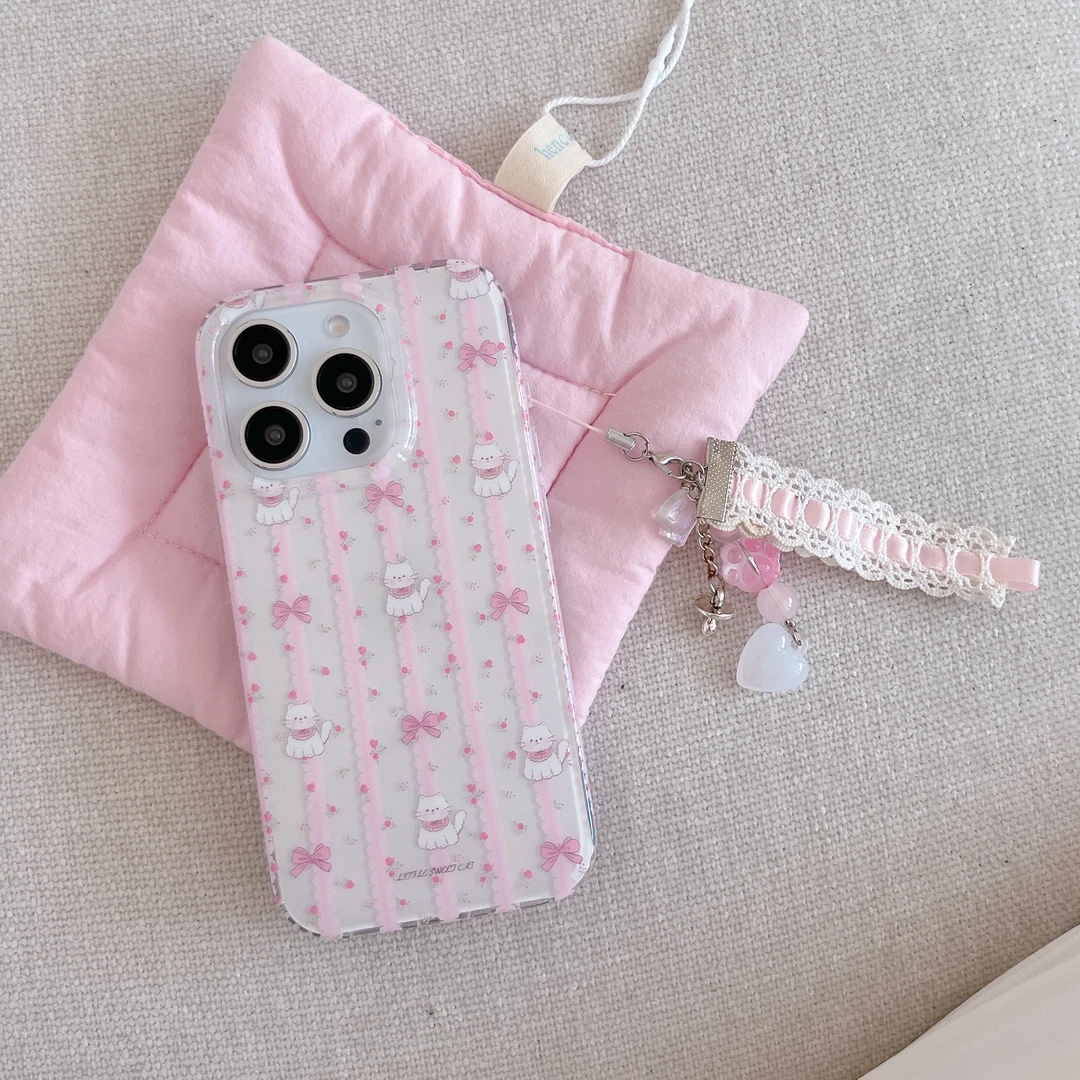 适用苹果手机壳双层iPhone16碎花猫咪手机保护壳15/14promax全包