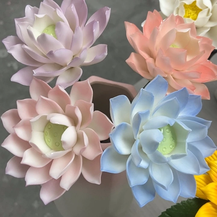 陶瓷手工制作陶瓷花4朵