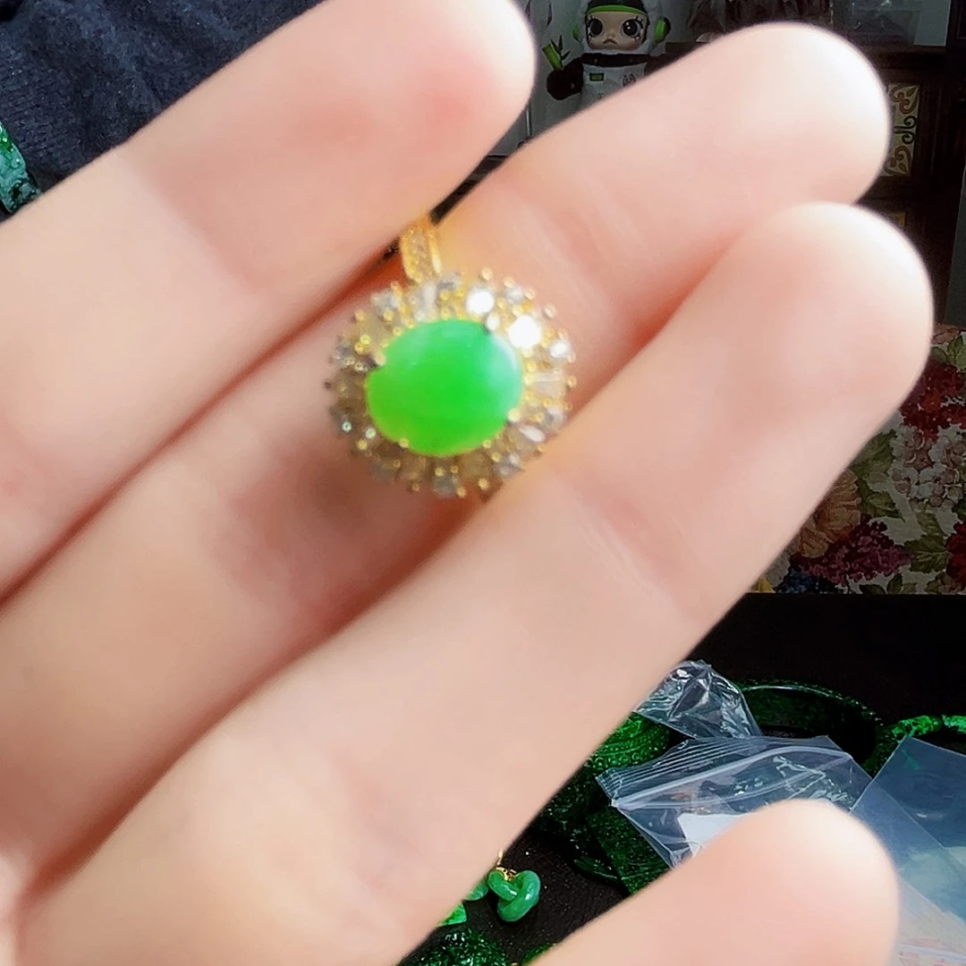 颈饰银S925镶嵌翡翠