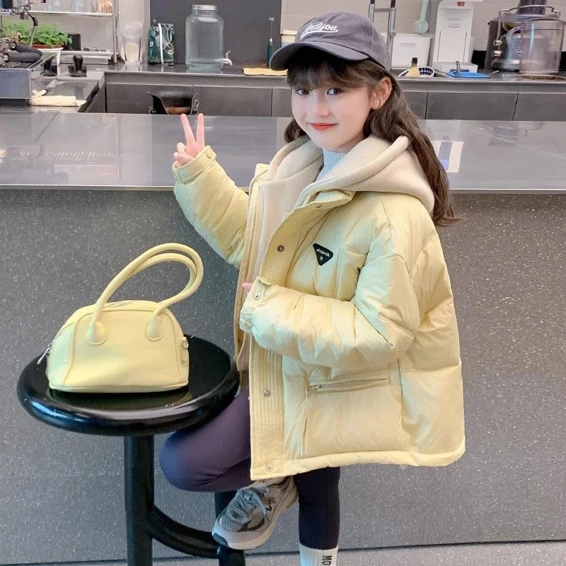 女童加厚冬装棉服外套女孩秋冬新款韩版假两件棉衣中大童保暖棉袄