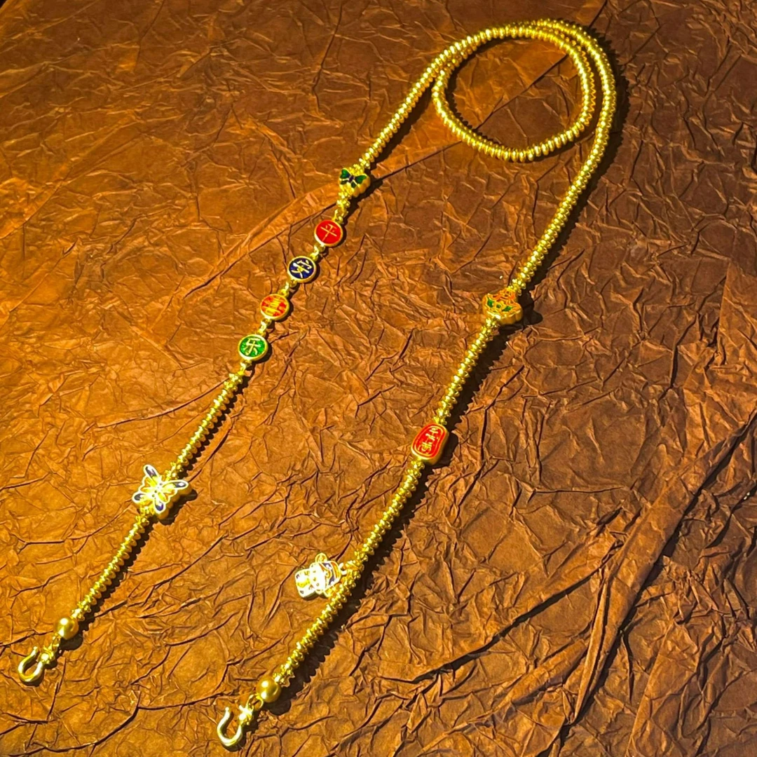 【漫漫专享】足金999 无氰平安喜乐宫廷黄金项链HJX081