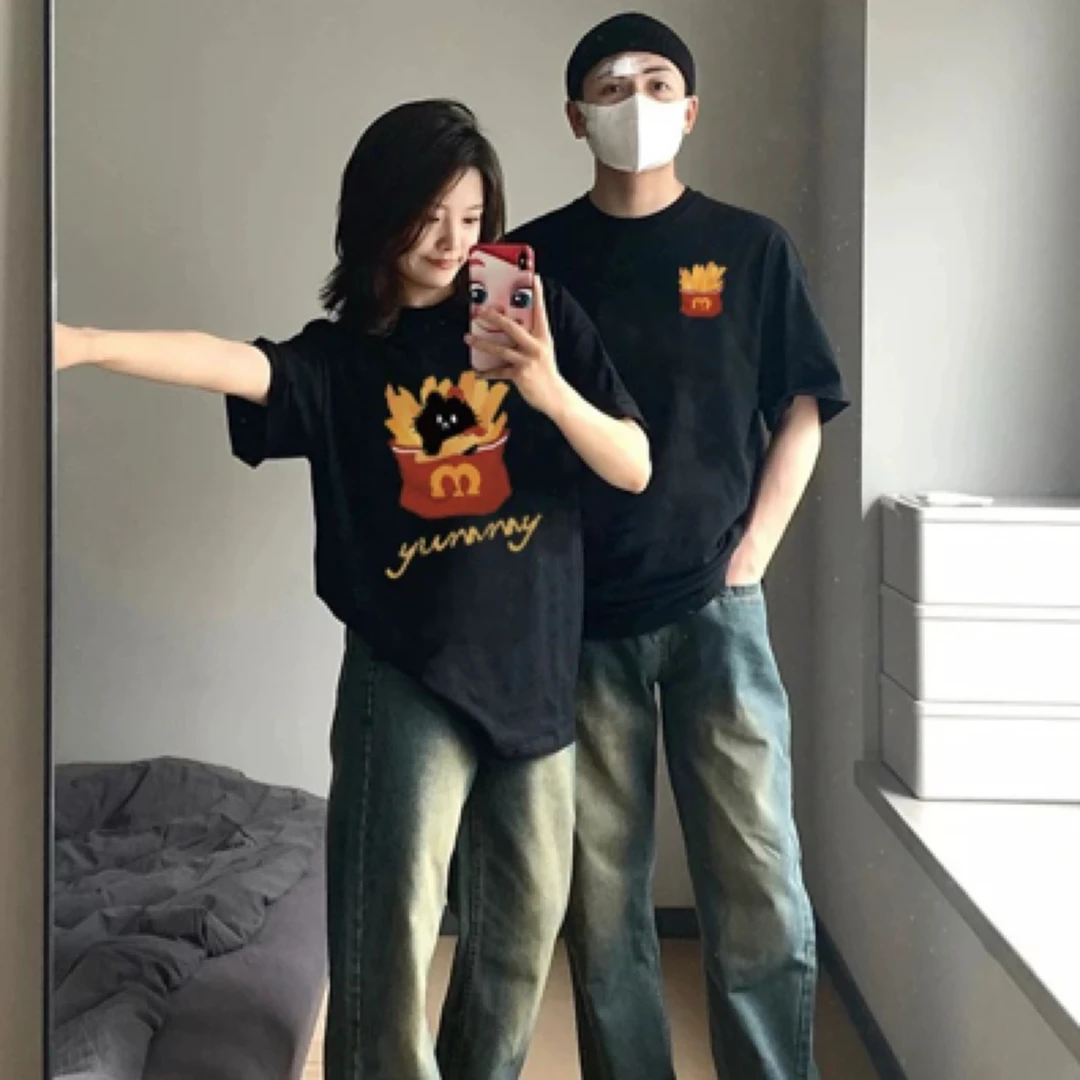 disoo不一样情侣装夏装季短袖t恤2025新款潮牌高级感小众超火套装