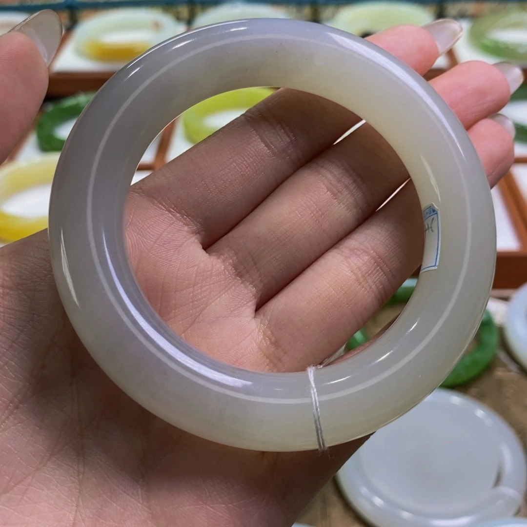 和田玉手镯未镶嵌冰底晴水➕美好仙女紫大胖圆56➕