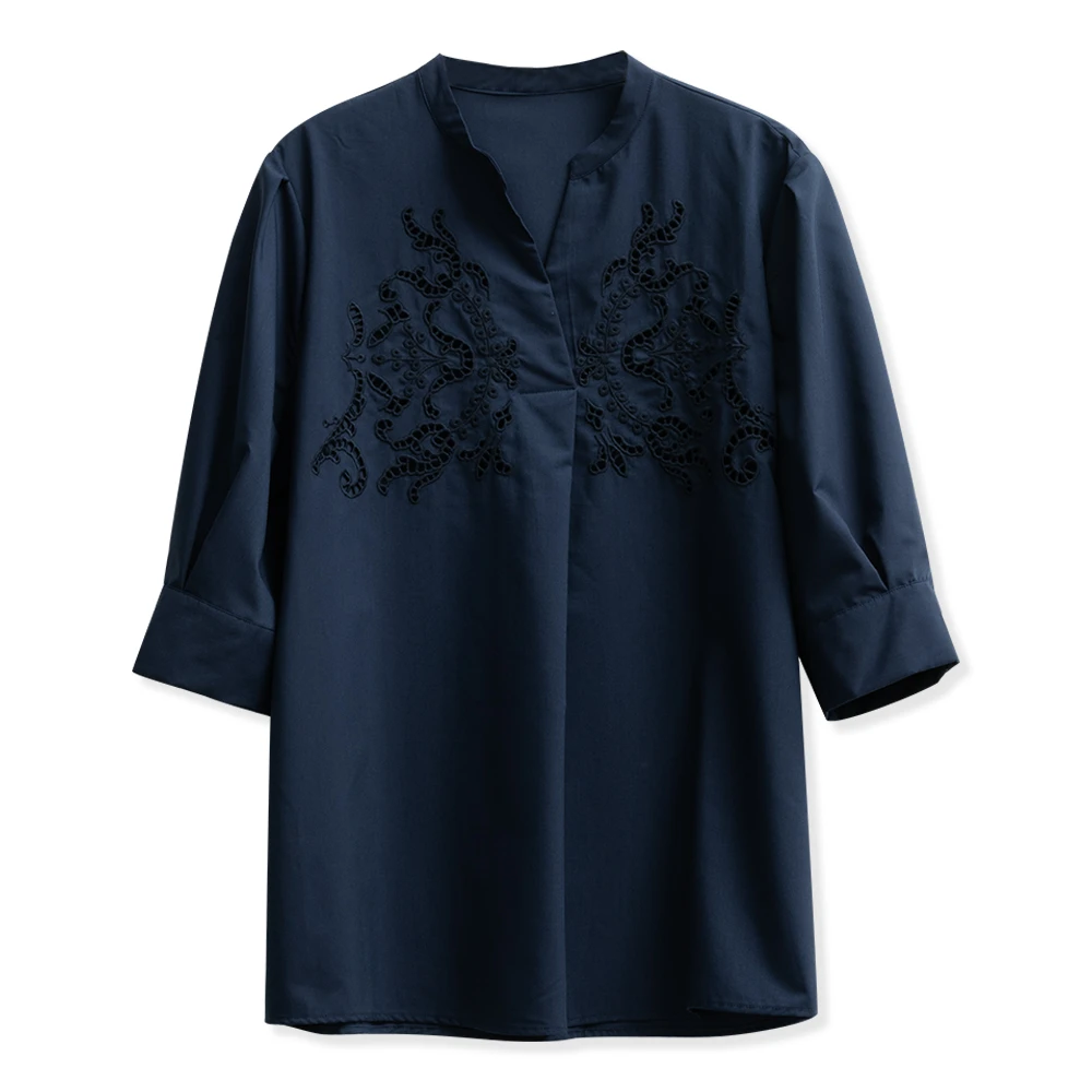 时尚设计气质百搭刺绣镂空衬衫3589-342-3718