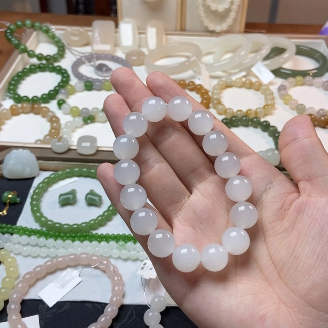 手链未镶嵌和田玉冰白玉