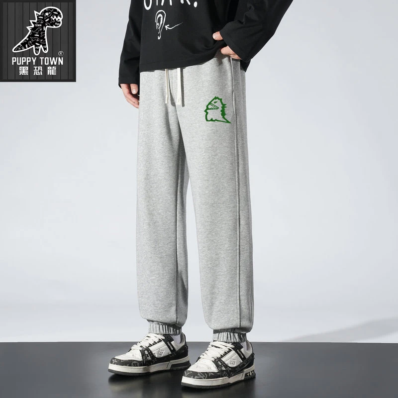puppytown/巴布小恐龙秋冬加绒卫裤男士加厚束脚裤休闲卫裤情侣款