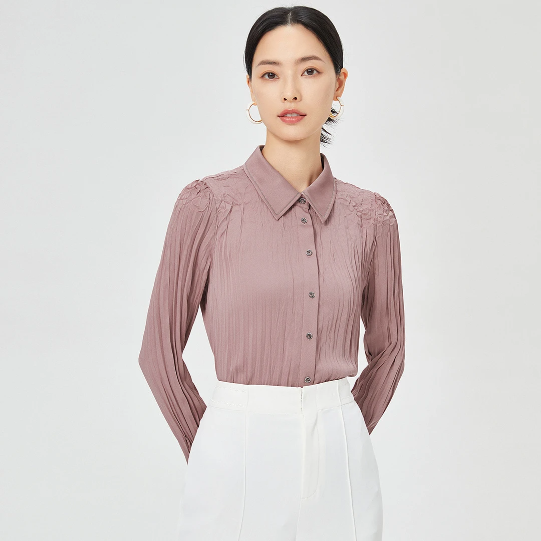 【婷婷专属】韩系衬衫压褶设计高级感通勤百搭温柔2025年秋款衬衫女