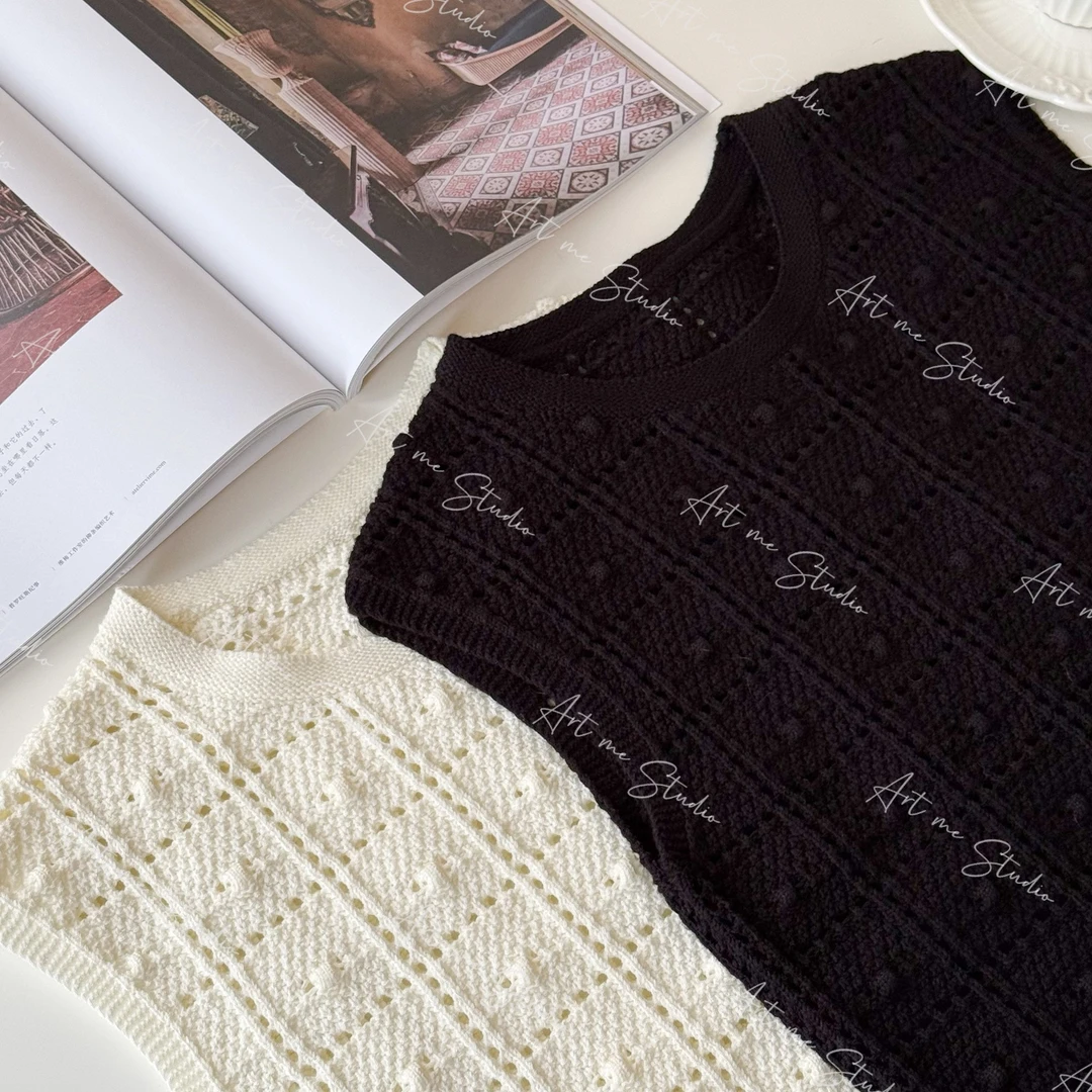 【ART品牌线】仲夏必入重工挑空镂空透气清凉简约两色背心w24281