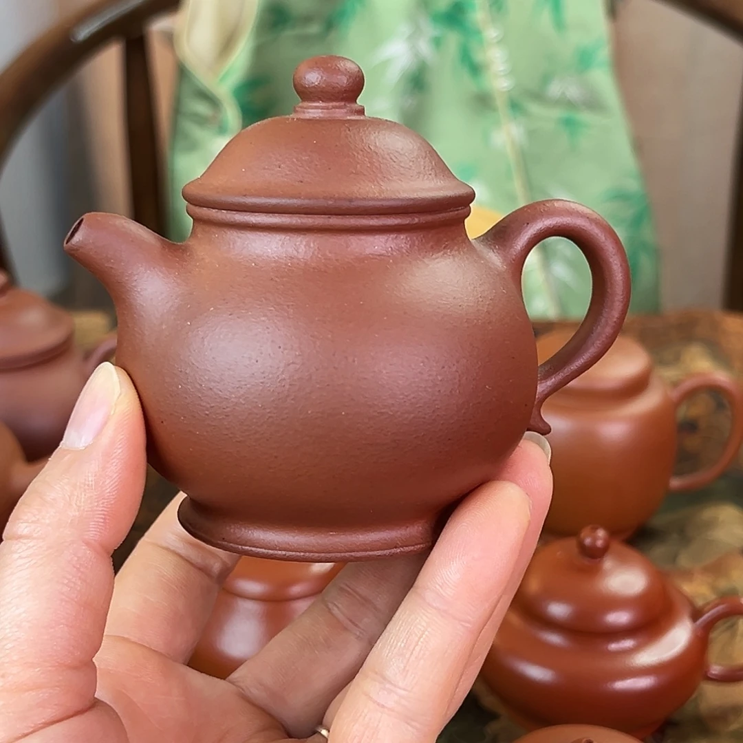 紫砂茶壶精品 潘壶 红皮龙泥 150cc