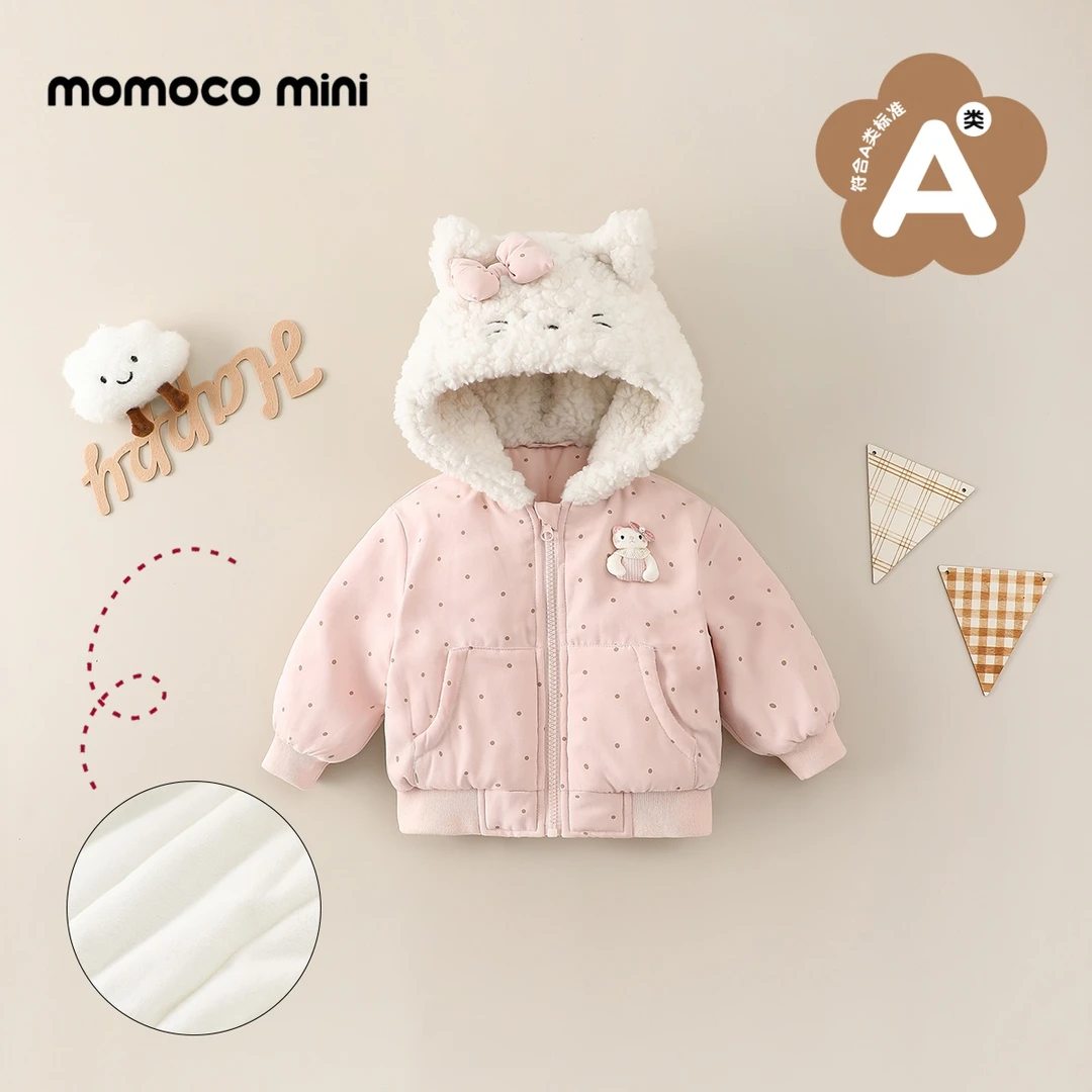 【现货】MOMOCOmini婴童冬季女宝波点小猫棉服87810101071