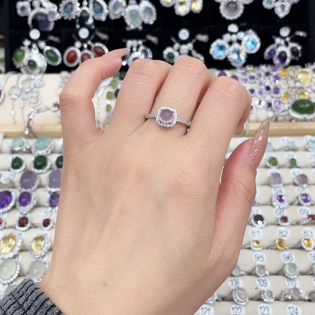 萤石戒指银S925镶嵌