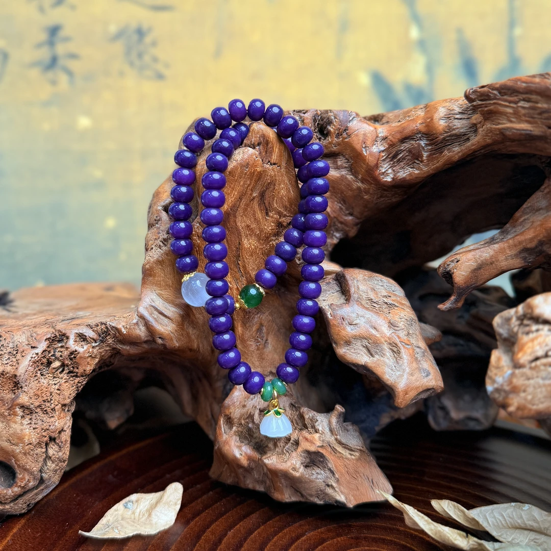 DP 1121-6*8紫菩提+猫眼隔珠+风铃挂件紫菩提（无礼盒）
