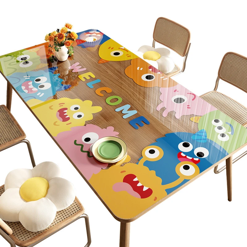透明桌垫pvc软玻璃防水防油防烫免洗桌布卡通茶几餐桌垫子