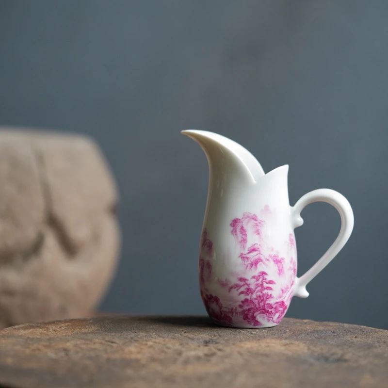 景德镇手作. 艺林藏珍玛瑙红春山溪行海棠公杯