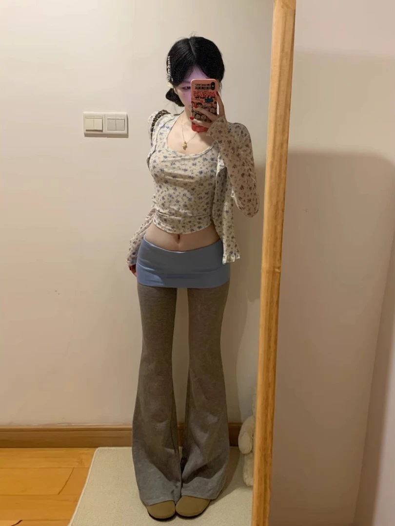 甜辣妹风套装薄款开衫外套女秋夏季内搭碎花气质吊带背心两件套女