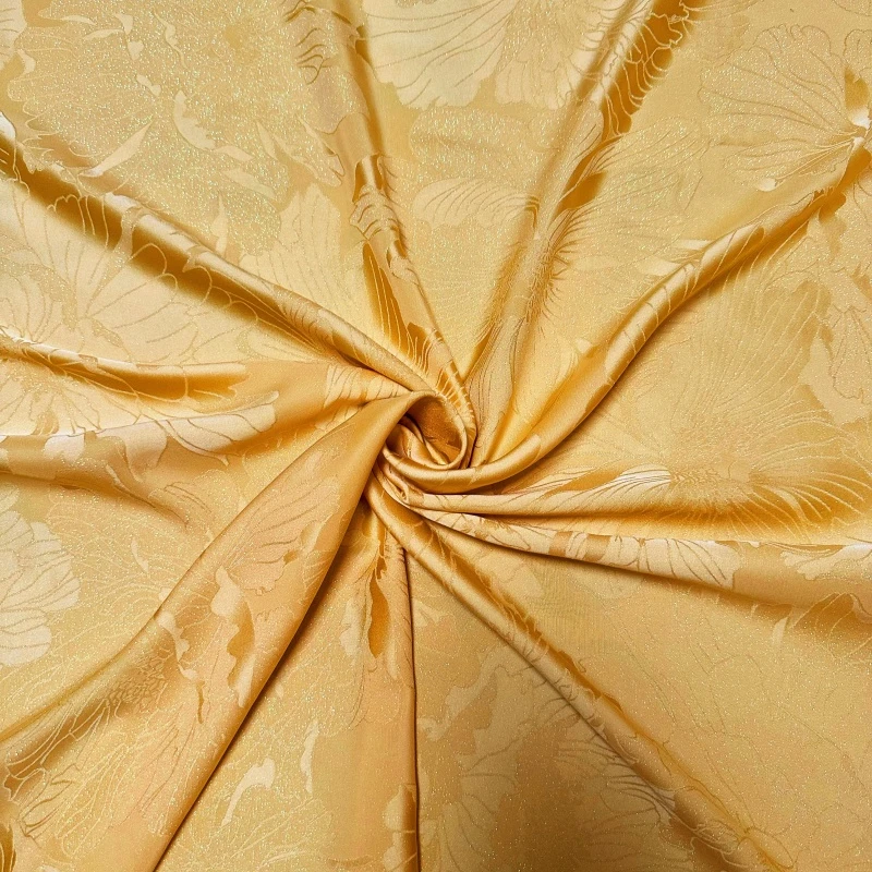 织辉正绢醉芙蓉织彩纹意匠黄色布料苏州面料100桑蚕丝非遗技艺