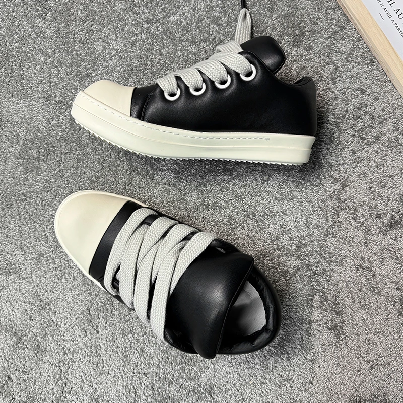 低帮大头胖丁鞋黑色ro鞋子面包鞋厚底增高休闲鞋板鞋男款黑色穿搭