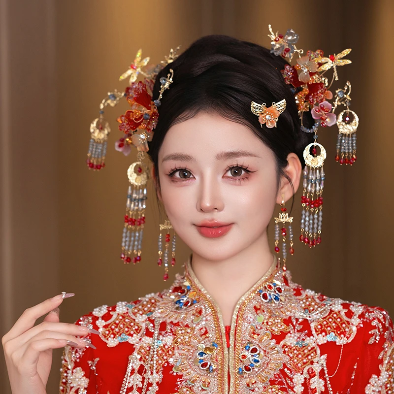 GZ352新款秀禾头饰高端中式新娘头饰结婚秀禾服龙凤褂发饰婚嫁