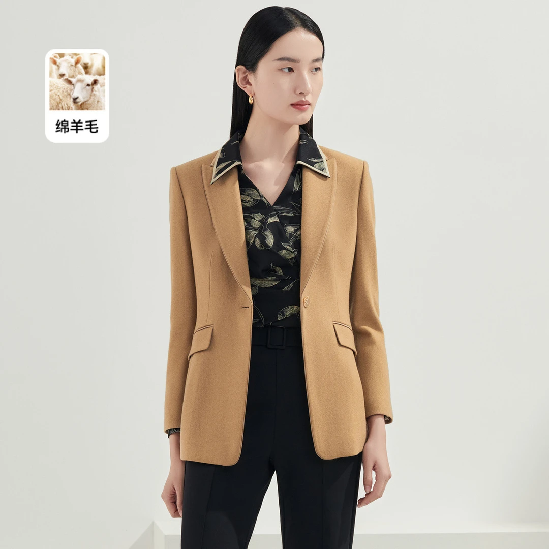 【婷婷专属】【绵羊毛】春秋复古老简约纯色通勤修身西服女