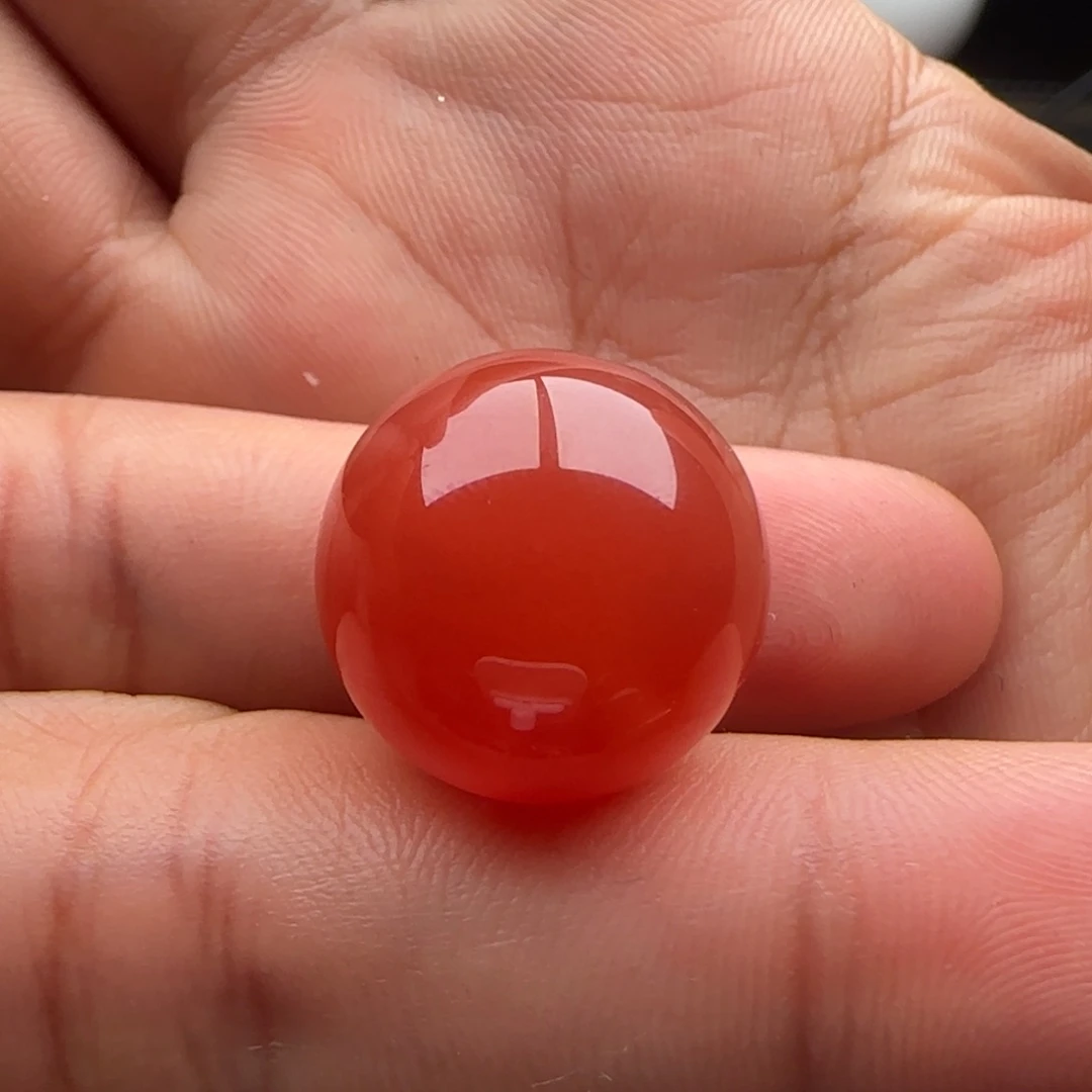 南红玛瑙圆珠17.4未镶嵌树***凉白纹马牙