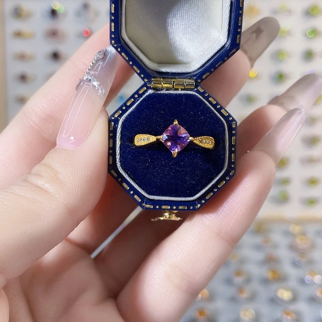 紫晶银S925镶嵌戒指重工款戒指