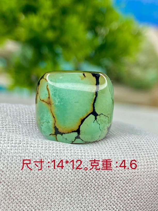 原矿绿松石彩色老型特色款（千里江山图）手工百搭单珠配饰墩子鼓珠