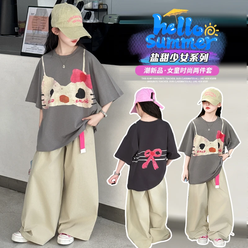 潮牌童装女童夏季套2025新款6-12岁中大童女装儿童夏季时尚两件套