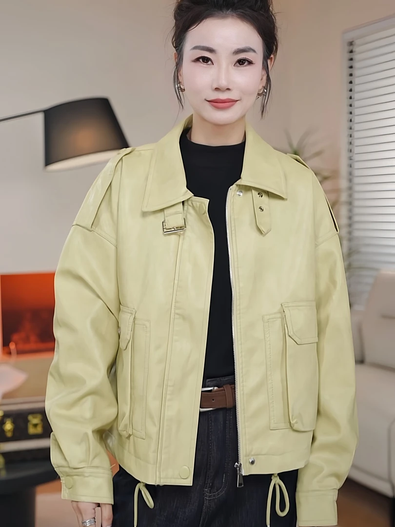 【免费试穿】时尚百搭/小皮衣外套女短款机车夹克/春秋潮流