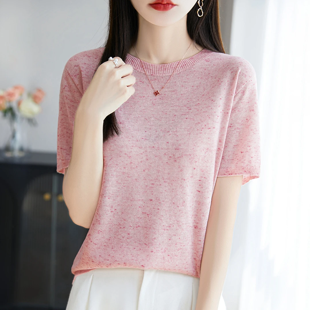 大码女装夏装微胖mm冰丝针织衫女士短袖t恤宽松遮肚子巨显瘦上衣